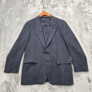 Vintage Christian Brooks Sport Coat‎ Mens 42 Blue Multicolor Plaid Tweed Blazer